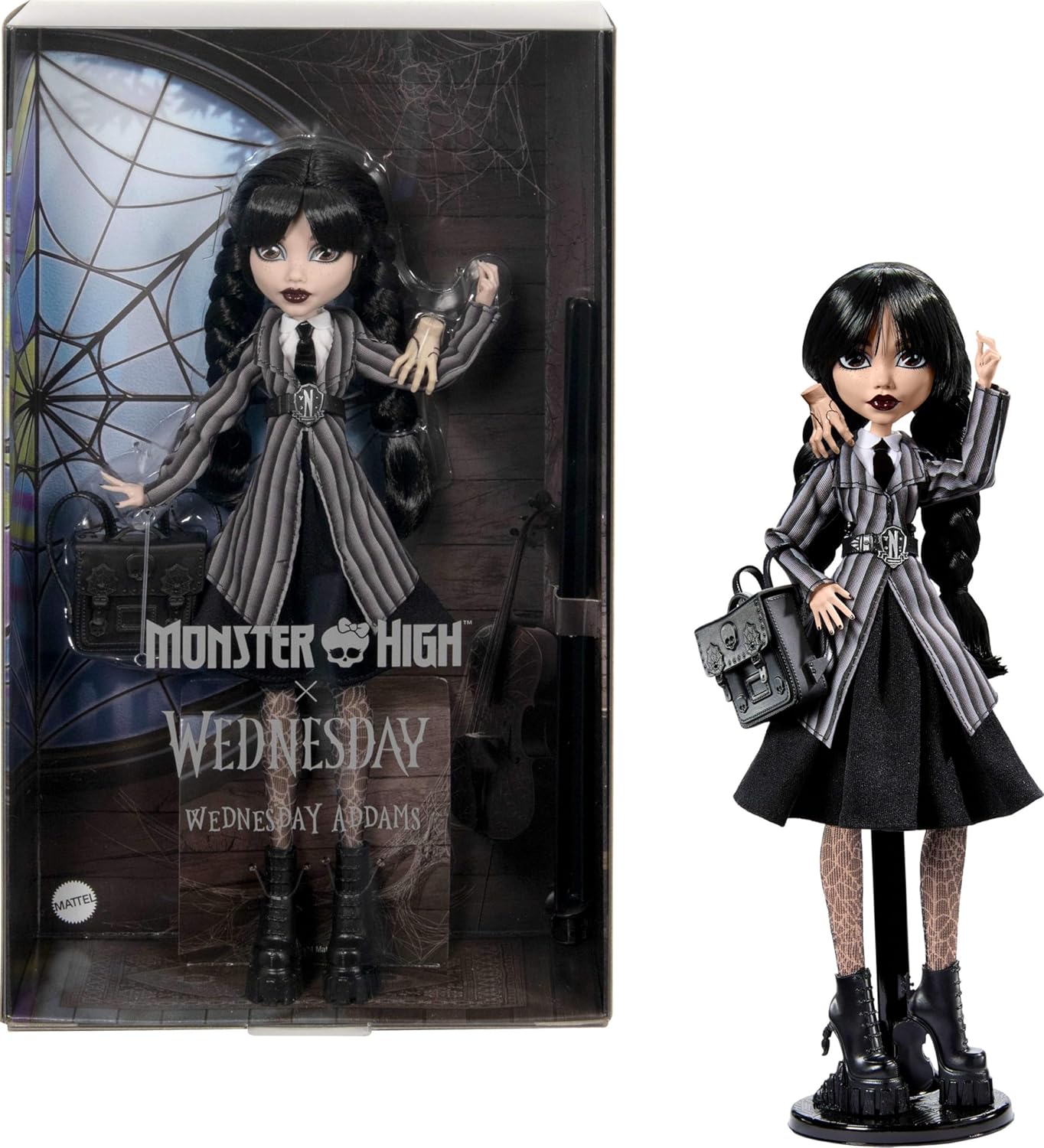 Monster High Wednesday Collectible Doll - Wednesday Addams in Nevermore Academy Uniform With Thing - Ginga Toys