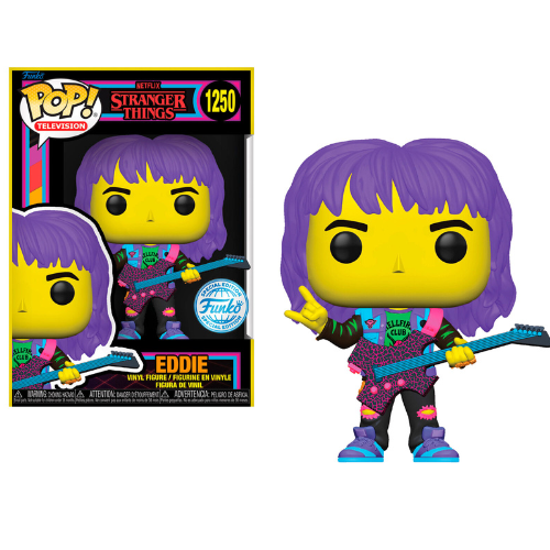 Funko Stranger Things 4 - Eddie with Guitar Blacklight Pop! Vinyl Figure Exclusive #1250 - Ginga Toys
