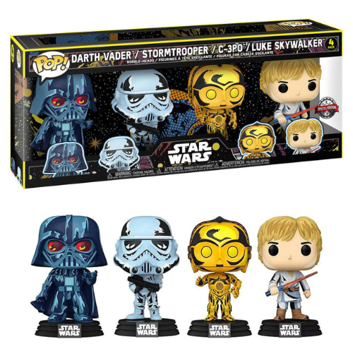 Funko Pop! Star Wars: Darth Vader / Stormtrooper / C-3PO / Luke Skywalker Exclusive Multipack - 4 Pack Vinyl Figures - Ginga Toys