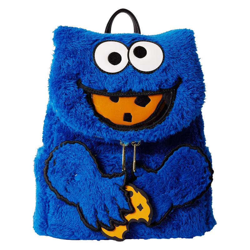 Loungefly Sesame Street Cookie Monster Plush Cosplay Mini Backpack With Coin Bag