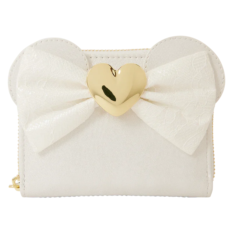 Loungefly Disney Minnie Mouse Iridescent Lace Wedding Zip Around Wallet