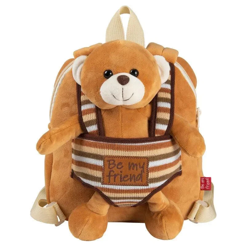 Benji Bear Kids Preschool reversible Backpack with plush toy 25cm - Perletti - Ginga Toys