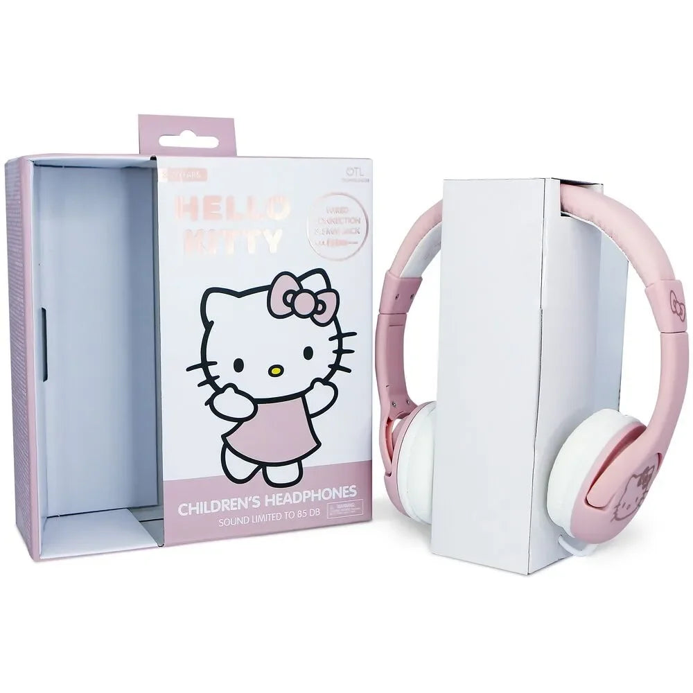 Hello Kitty Soft Pink Kitty Ear Kids Wired Headphones - Ginga Toys
