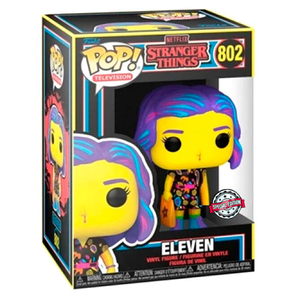 Funko Pop! Television: Stranger Things - Eleven (in Mall Outfit) Blacklight Exclusive Vinyl Figure #802 - Ginga Toys