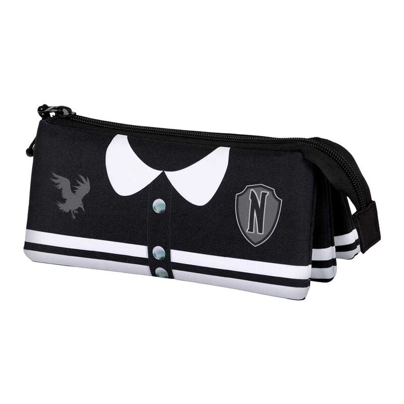 Netflix TV Wednesday Varsity-FAN Black Triple Pencil Case - Ginga Toys