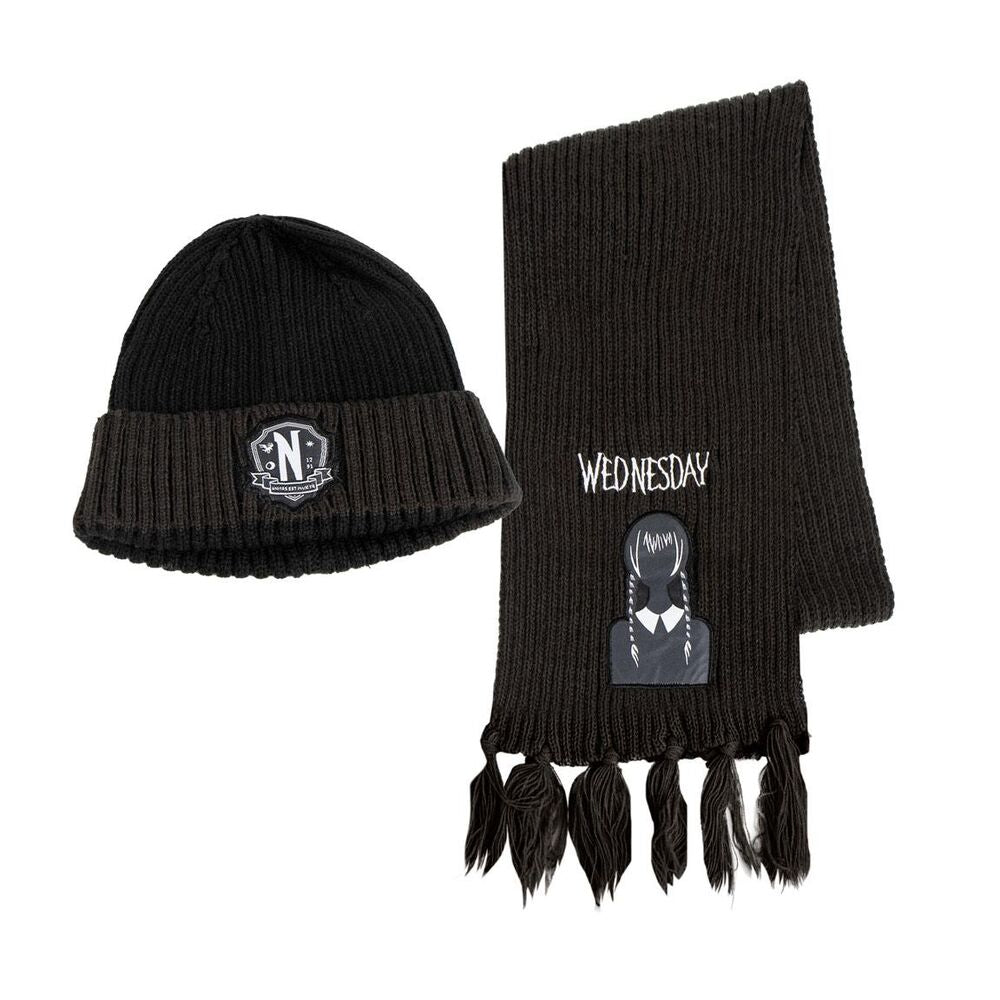 Netflix Wednesday Addams Beanie & Scarf Set - Ginga Toys