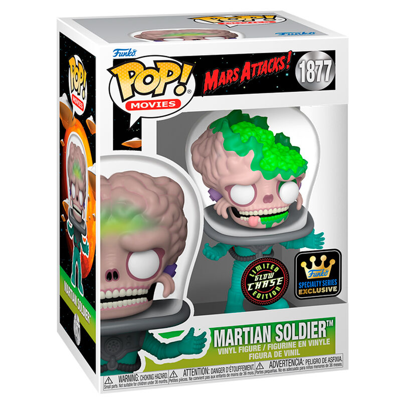 Funko Pop! Movies: Mars Attacks - Martian Soldier Exclusive CHASE Vinyl Figure #1877 - Ginga Toys