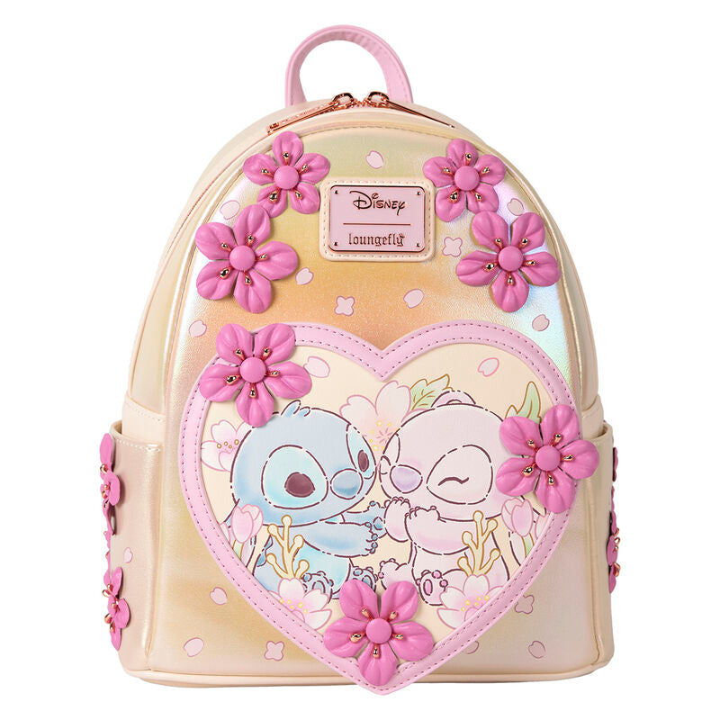 Loungefly Disney Stitch & Angel Cherry Blossom Heart Mini Backpack - Ginga Toys