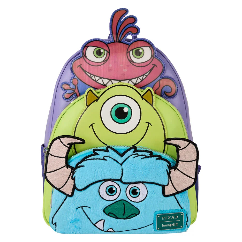 Loungefly Disney-Pixar: Monsters Inc. Sulley, Mike, & Randall Triple Pocket Mini Backpack