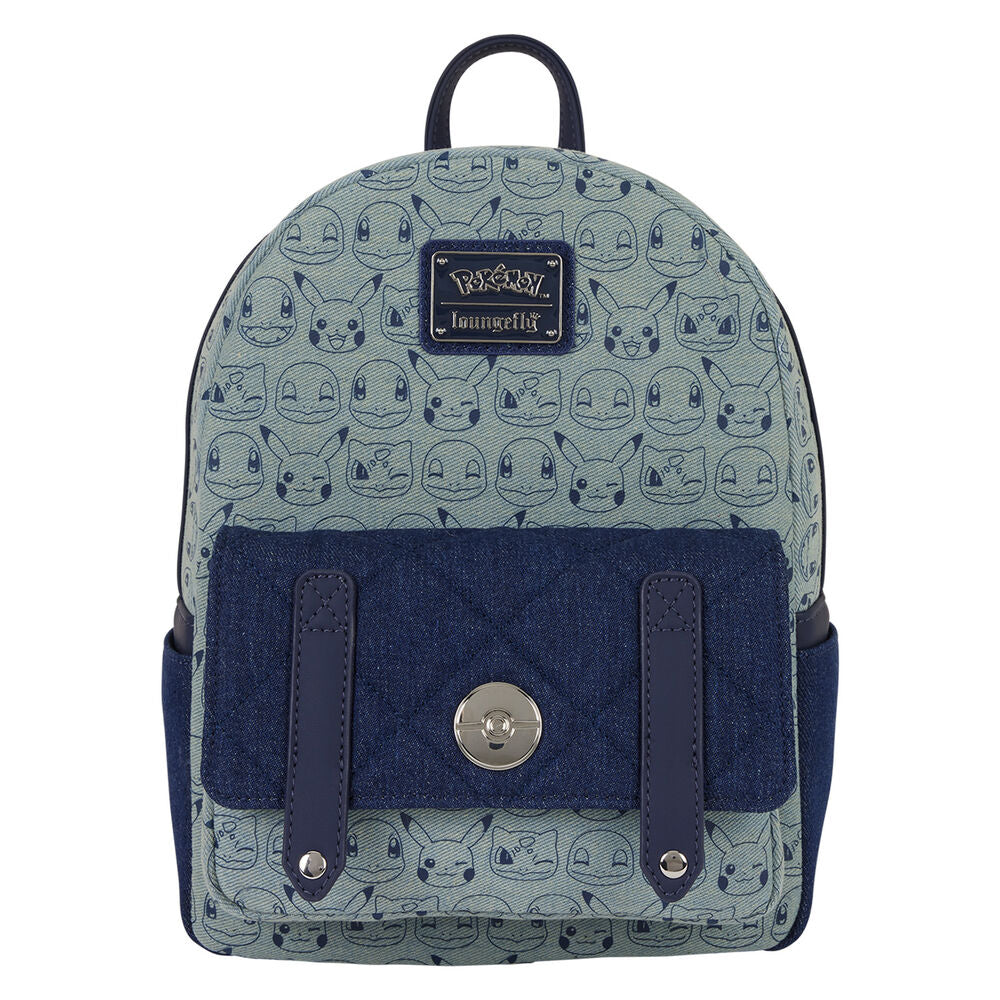 Loungefly Pokémon Faux Denim All-Over Print Mini Backpack - Ginga Toys