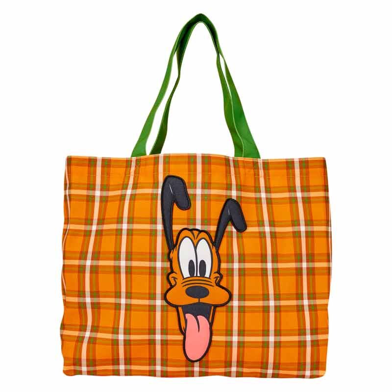 Loungefly Disney Pluto 95th Anniversary Plaid Canvas Tote Bag - Ginga Toys