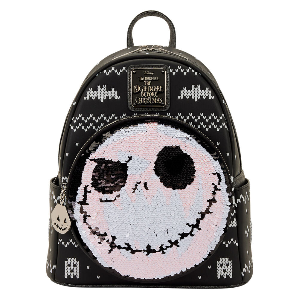 Loungefly Disney The Nightmare Before Christmas Jack Skellington Reversible Sequins Mini Backpack - Ginga Toys