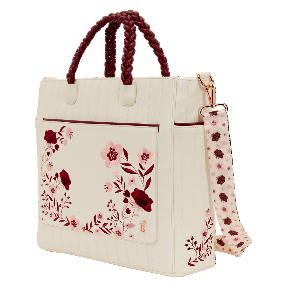 Loungefly Cream & Red Floral Convertible Backpack and Tote Crossbody Bag - Ginga Toys