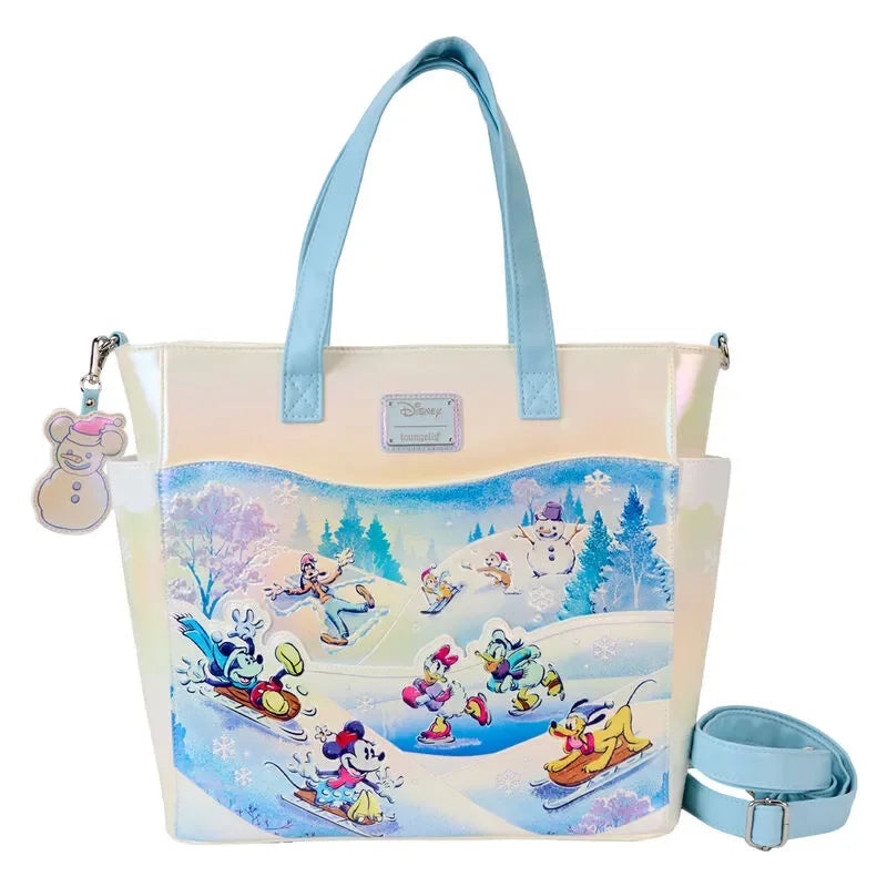 Loungefly Disney Mickey & Friends Winter Wonderland Scene Convertible Backpack & Tote Bag - Ginga Toys