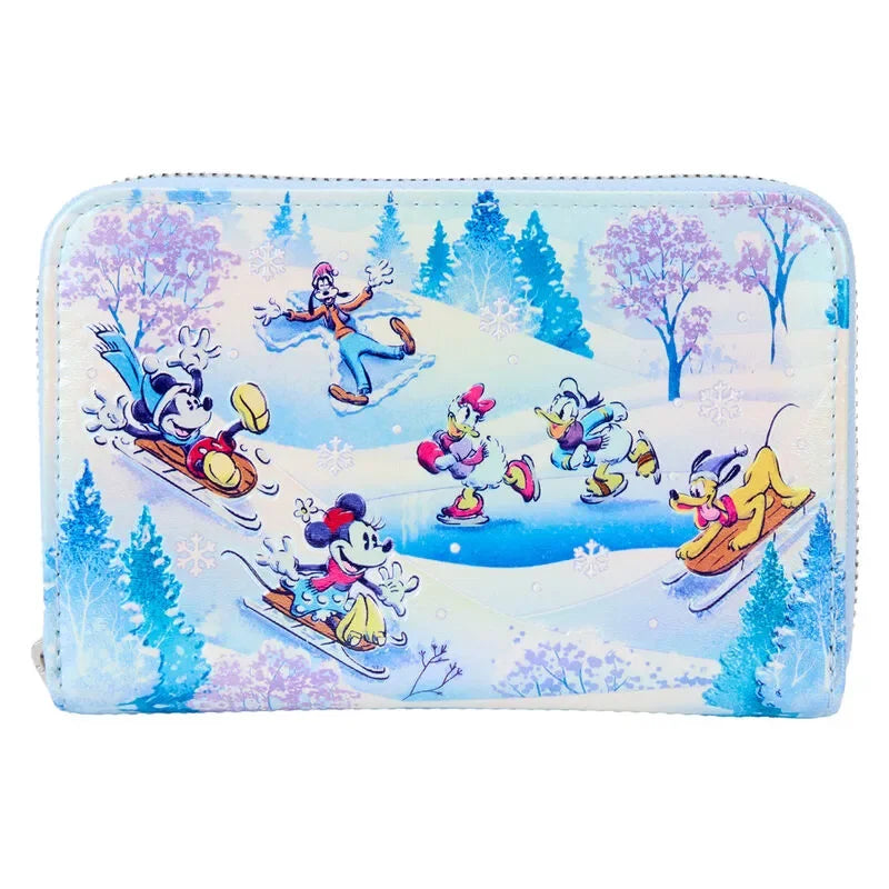Loungefly Disney Mickey & Friends Winter Wonderland Scene Zip Around Wallet - Ginga Toys