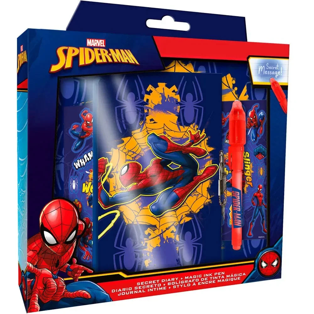 Marvel Spider-Man Gift Box with Padlock Diary and Magic Pen - Ginga Toys