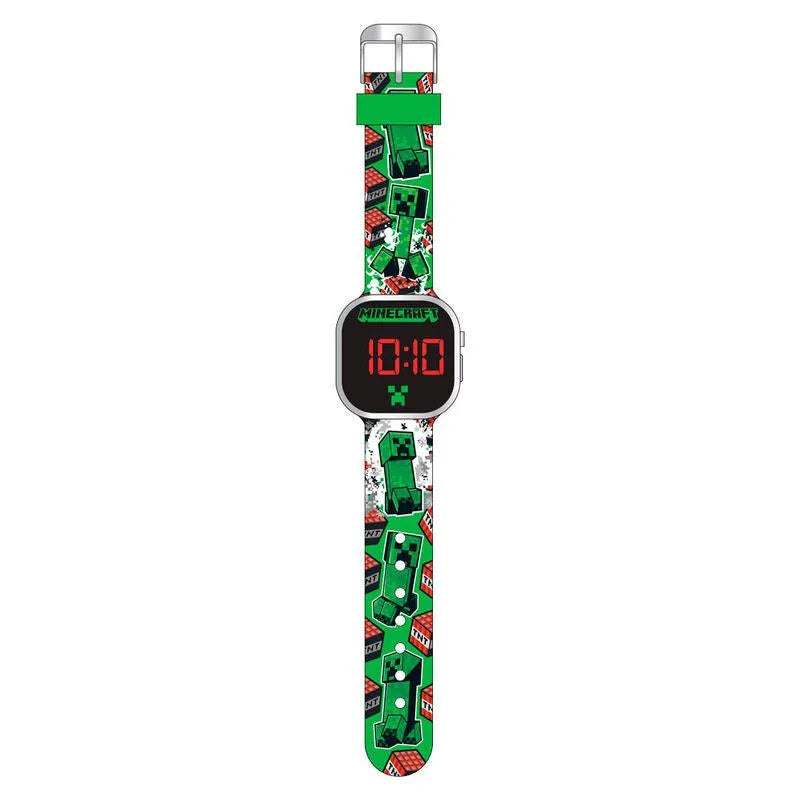 Minecraft Children Kids Green Led Digital Watch - Kids Licensing - Ginga Toys