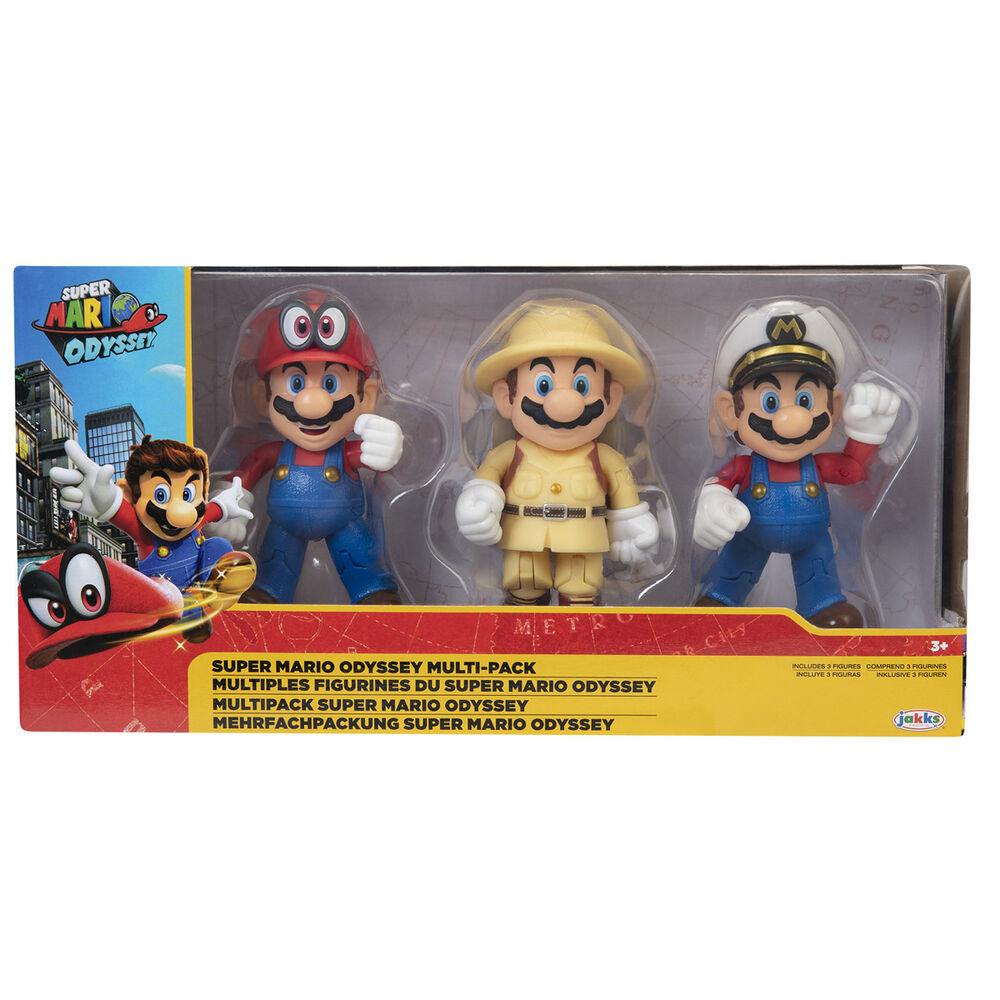 Nintendo Super Mario Odyssey set 3 figures Pack 10cm - Jakks Pacific - Ginga Toys