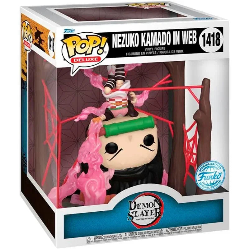 Pop! Deluxe: Super Sized 6" Demon Slayer - Nezuko Kamado in Web (GLOW) Exclusive #1418 - Ginga Toys