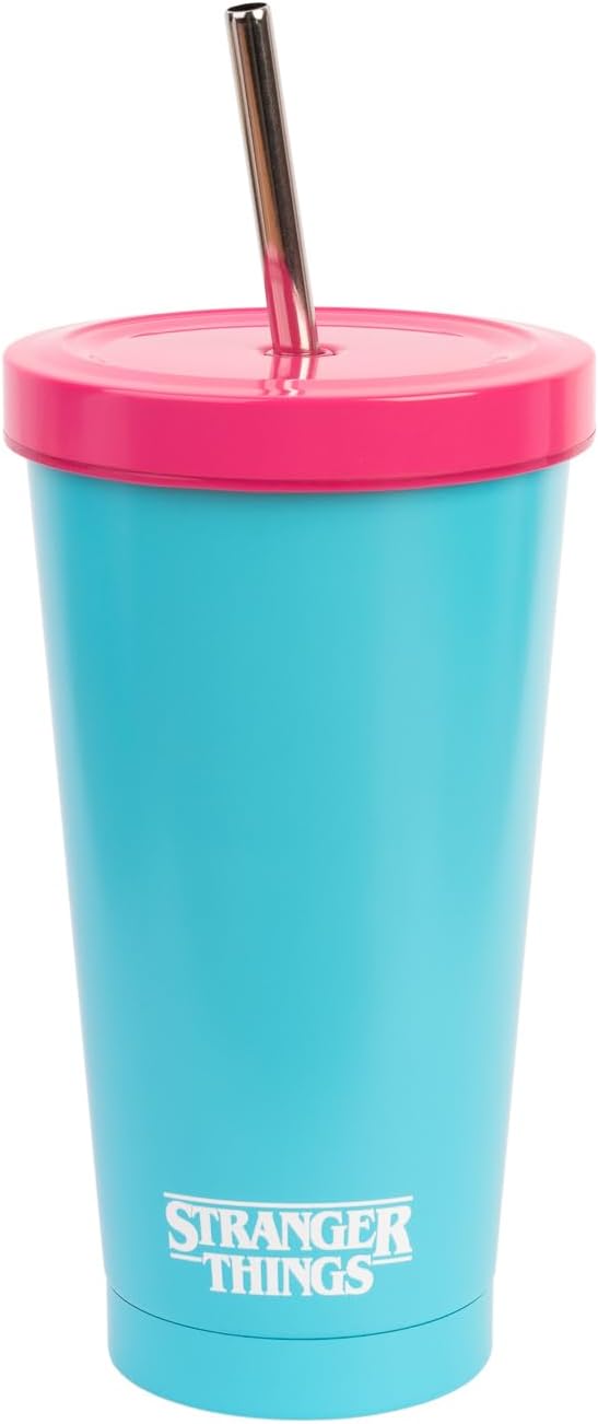 Stranger Things Rink-O-Mania Straw Tumbler 550ml Travel Mug - Ginga Toys