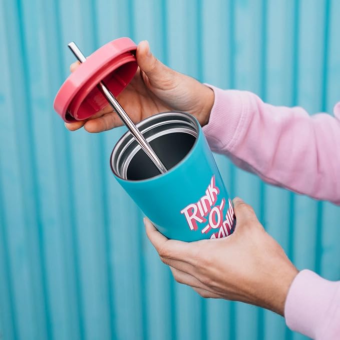 Stranger Things Rink-O-Mania Straw Tumbler 550ml Travel Mug - Ginga Toys