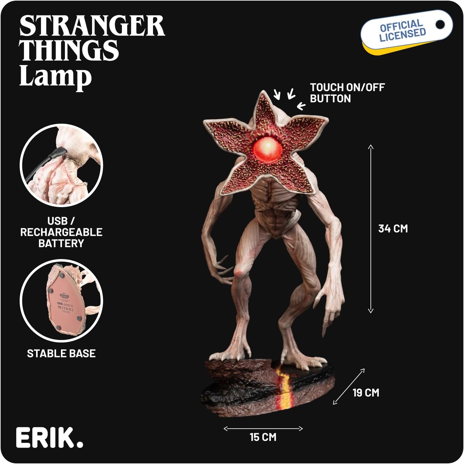 Stranger Things Demogorgon Rechargeable LED Desk Lamp - Ginga Toys
