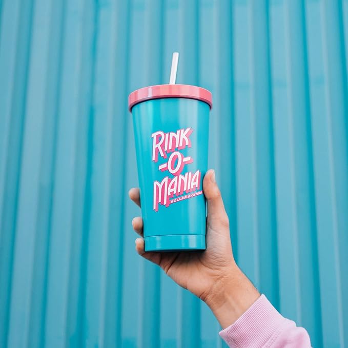 Stranger Things Rink-O-Mania Straw Tumbler 550ml Travel Mug - Ginga Toys