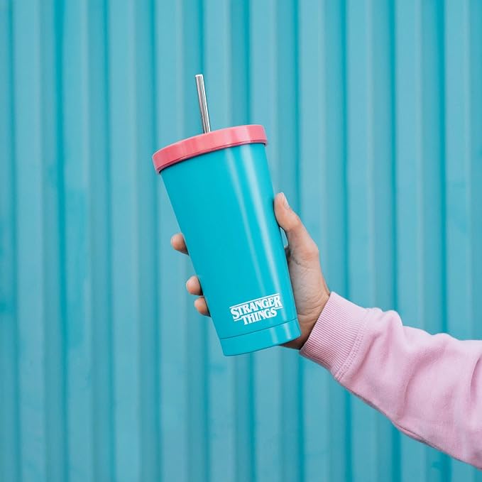 Stranger Things Rink-O-Mania Straw Tumbler 550ml Travel Mug - Ginga Toys