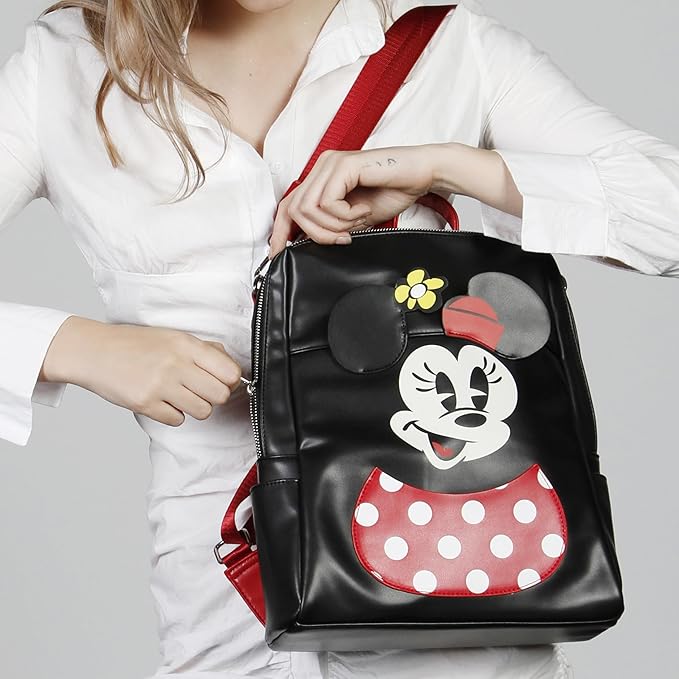 Disney Minnie Mouse Black Shield Backpack - Minnie Mouse Face