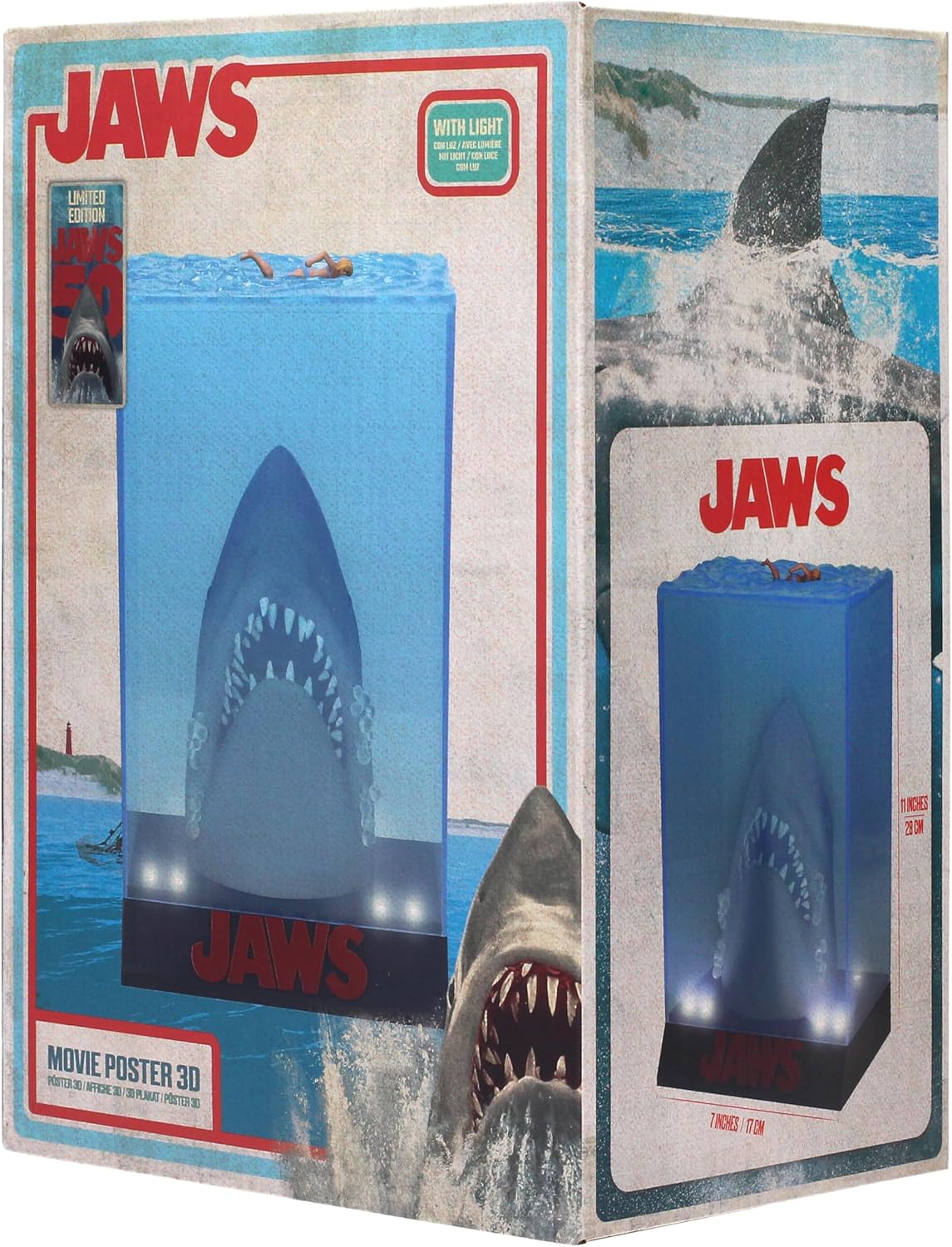 Jaws 50th Anniversary Light-Up 3D Movie Poster Diorama - Ginga Toys