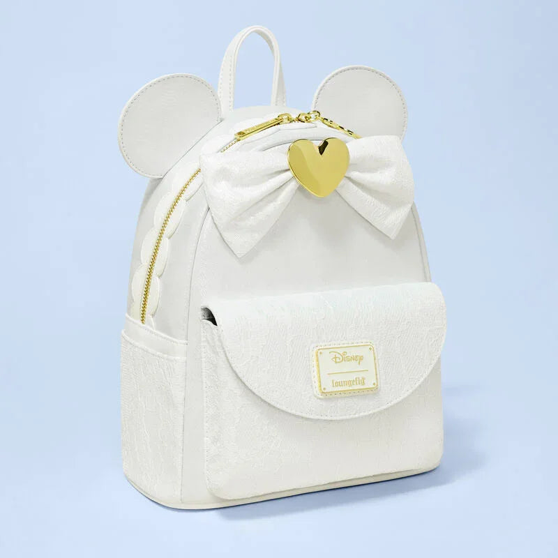 Loungefly Disney Minnie Mouse Iridescent Lace Wedding Mini Backpack