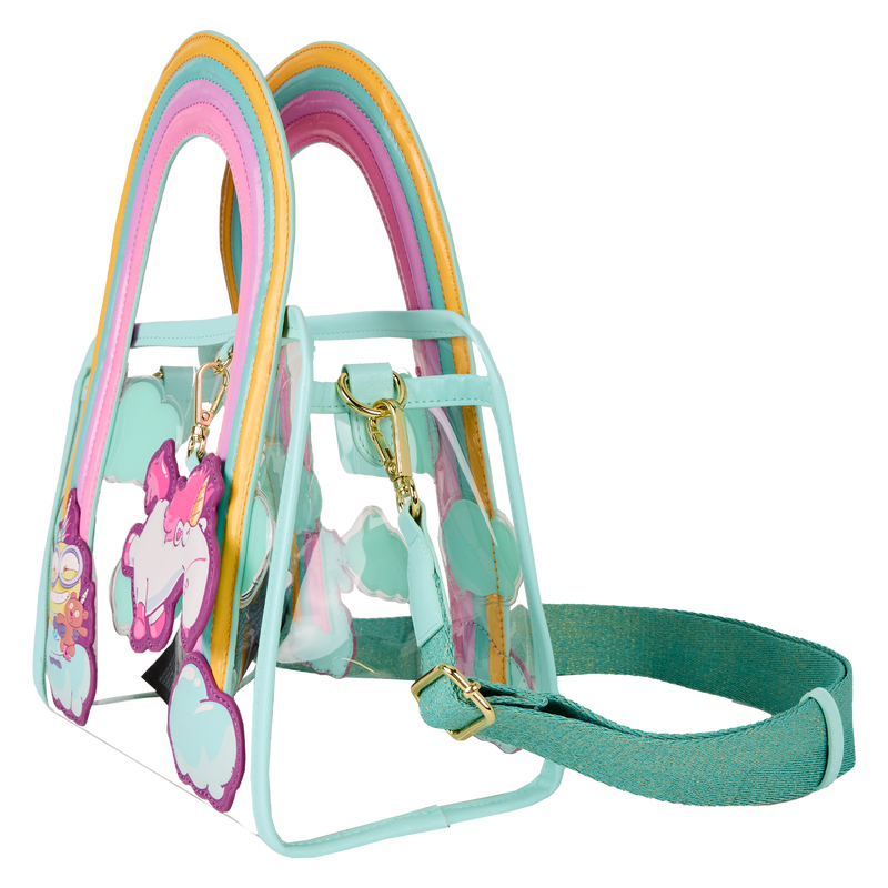 Loungefly Minions Fluffy Unicorn Rainbow Clear Mini Tote Crossbody Bag