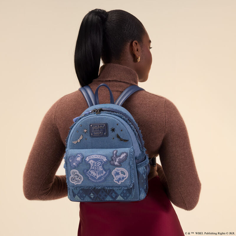 Loungefly Harry Potter Hogwarts Denim Mini Backpack - Ginga Toys