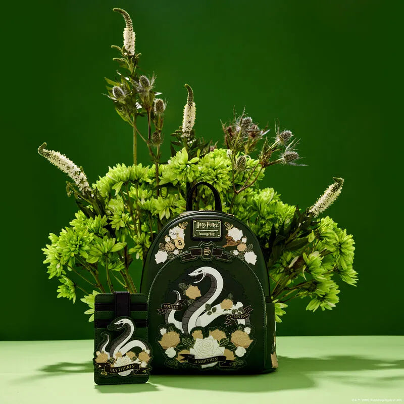 Loungefly Harry Potter Slytherin House Floral Tattoo Mini Backpack