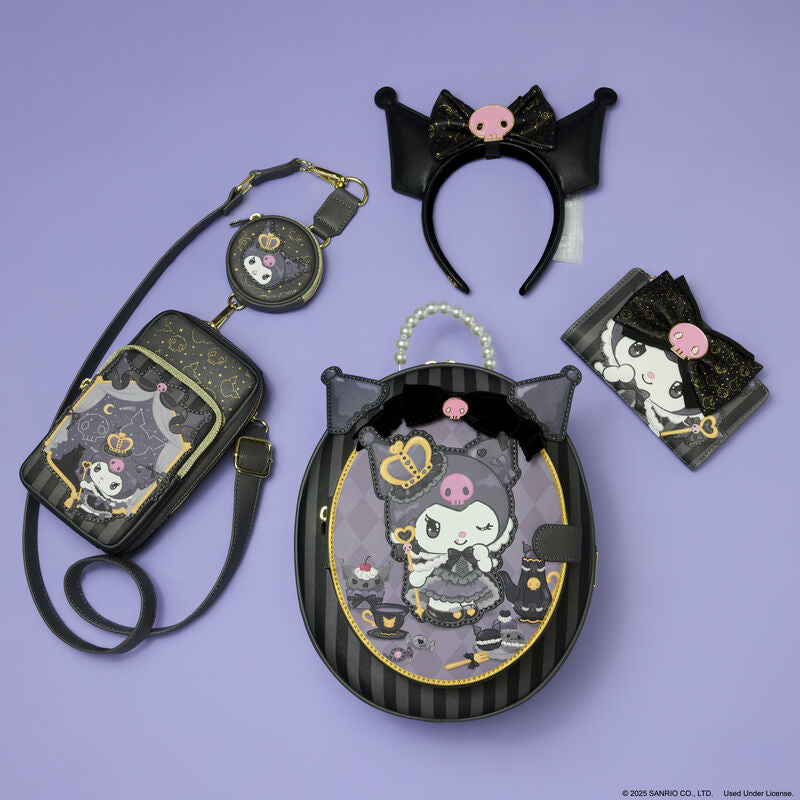 Loungefly Sanrio Kuromi 20th Anniversary Cell Phone Crossbody Bag with Coin Bag - Ginga Toys