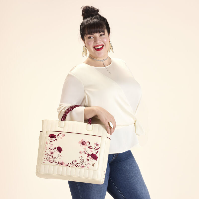 Loungefly Cream & Red Floral Convertible Backpack and Tote Crossbody Bag