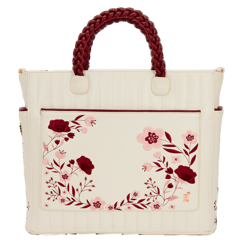 Loungefly Cream & Red Floral Convertible Backpack and Tote Crossbody Bag - Ginga Toys