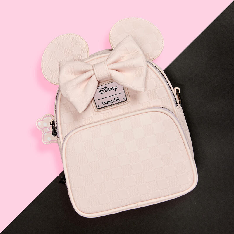 castlevania mini backpack Loungefly Disney Minnie Mouse Checkered Texture Convertible Mini Backpack & Crossbody Bag