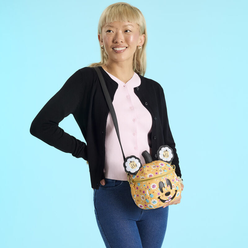Loungefly Disney Mickey Mouse Floral Pumpkin Head Glow Figural Crossbody Bag - Ginga Toys
