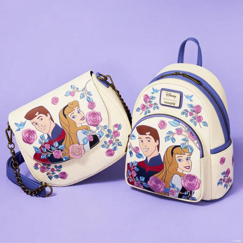 Loungefly Disney Sleeping Beauty Princess Aurora & Prince Phillip Floral Mini Backpack