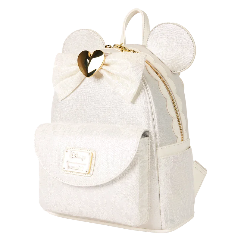 Loungefly Disney Minnie Mouse Iridescent Lace Wedding Mini Backpack