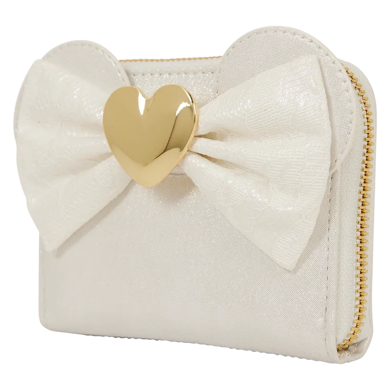 Loungefly Disney Minnie Mouse Iridescent Lace Wedding Zip Around Wallet