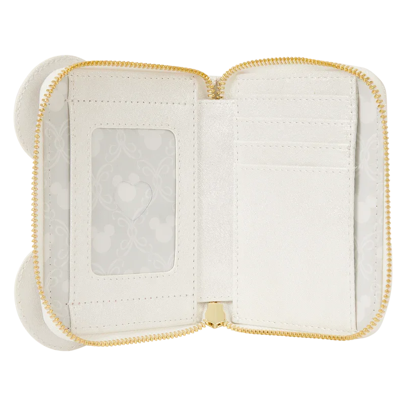 Loungefly Disney Minnie Mouse Iridescent Lace Wedding Zip Around Wallet