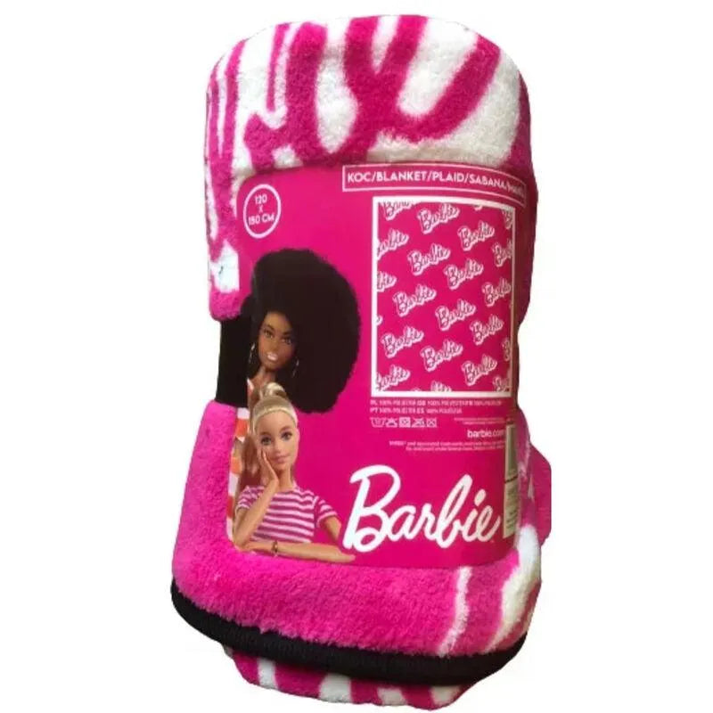 Barbie coral Girls Pink Blanket 120x150cm - Mattel - Ginga Toys