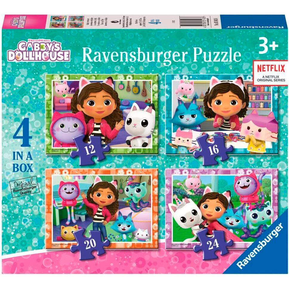 Children’s Puzzle Gabby’s Dollhouse, 4 in a Box Puzzle Pack - Ravensburger - Ginga Toys