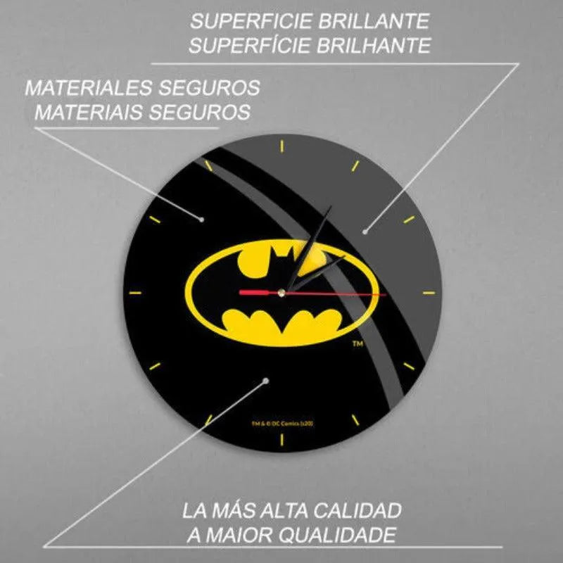DC Comics Batman Wall Clock Glossy Black - Ert Group - Ginga Toys
