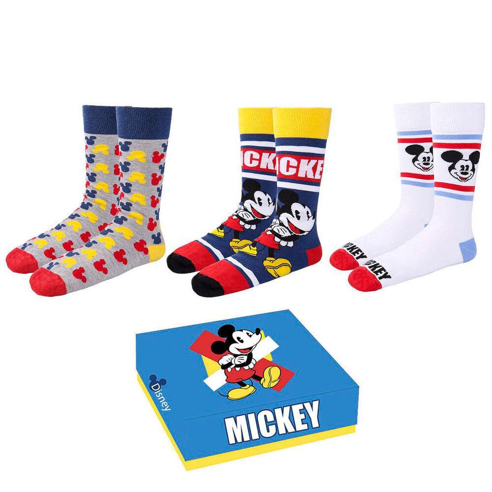 Disney Mickey Mouse Adult Socks Pack 3 Pieces Gift Box - Cerda - Ginga Toys