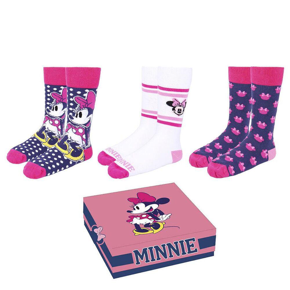 Disney Minnie Mouse Adult Socks Pack 3 Pieces Gift Box 36/41 - Cerda - Ginga Toys