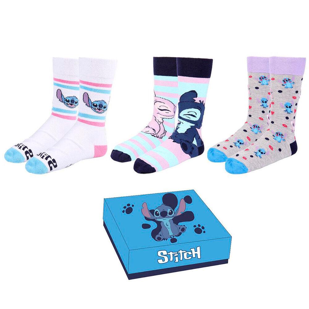 Disney Stitch Adult Socks Pack 3 Pieces Gift Box 36/41 - Cerda - Ginga Toys