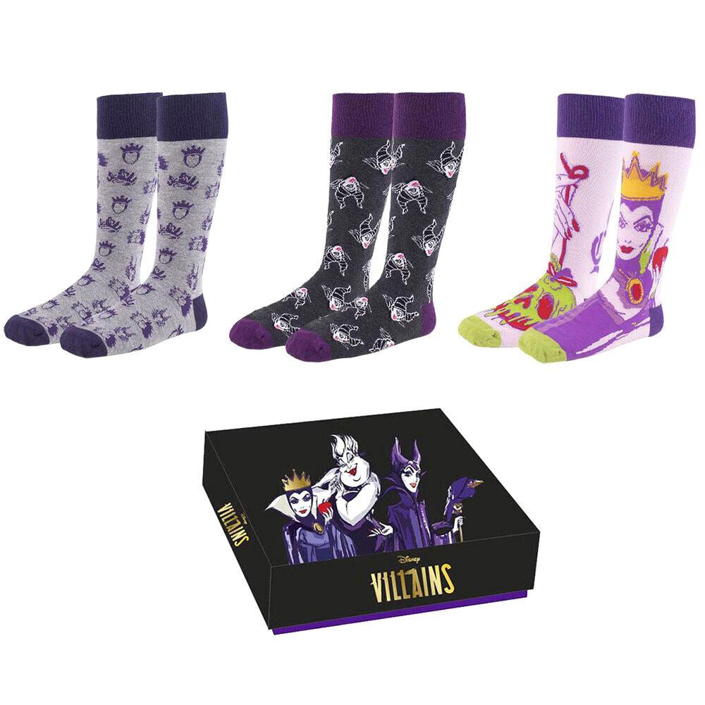 Disney Villains Adult Socks Pack 3 Pieces Gift Box 36/41 - Cerda - Ginga Toys